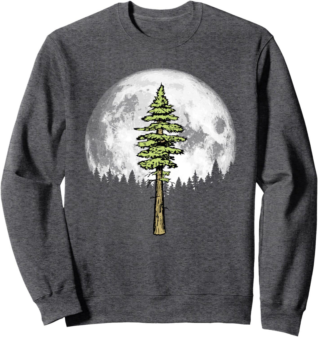 Retro Full Moon & Minimalist Redwood Tree Vintage Graphic Sweatshirt