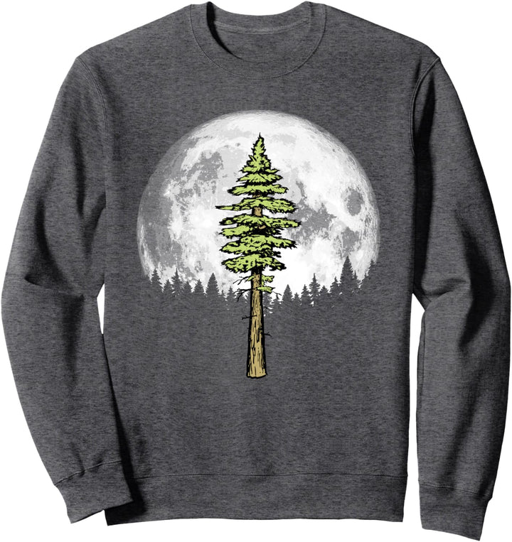 Retro Full Moon & Minimalist Redwood Tree Vintage Graphic Sweatshirt