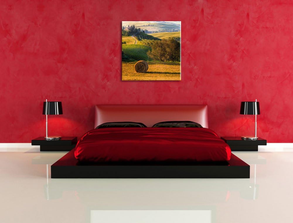 Pixxprint Italienische Toskana Landschaft als Leinwandbild/Grösse: 70x70 cm/Wandbild/Kunstdruck/fert