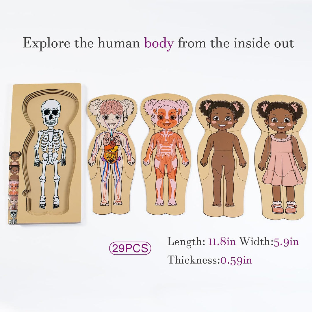 Meine Körperteile Puzzle für Kleinkinder Kinder Mädchen Jungen Montessori Holz Anatomie Puzzle 3-5 J