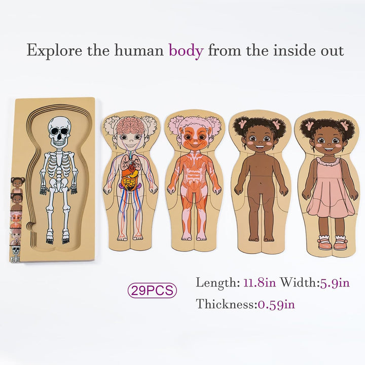 Meine Körperteile Puzzle für Kleinkinder Kinder Mädchen Jungen Montessori Holz Anatomie Puzzle 3-5 J