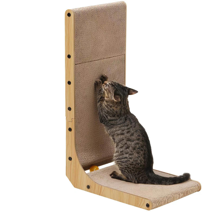FUKUMARU Kratzbrett Katzen, 68 cm hohe L förmige Kratzpappe für Katzen, widerstandsfähig Katzenkratz