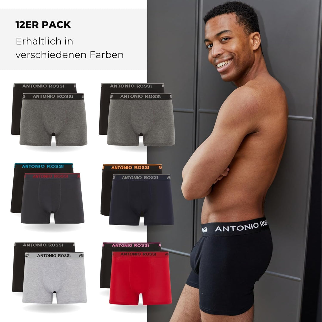 ANTONIO ROSSI (12er-Pack) Herren-Boxer-Hipster - Herren-Boxershorts Multipack mit elastischem Bund,