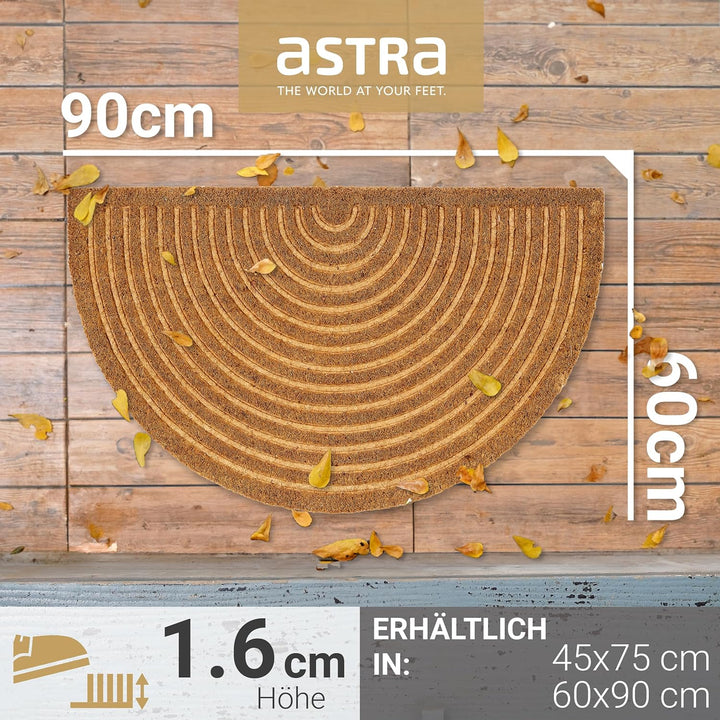 ASTRA Moderne Fussmatte Haustür - Kokosmatte 2er Set 60x90cm Halbrund Natur - rutschfeste Schmutzfan