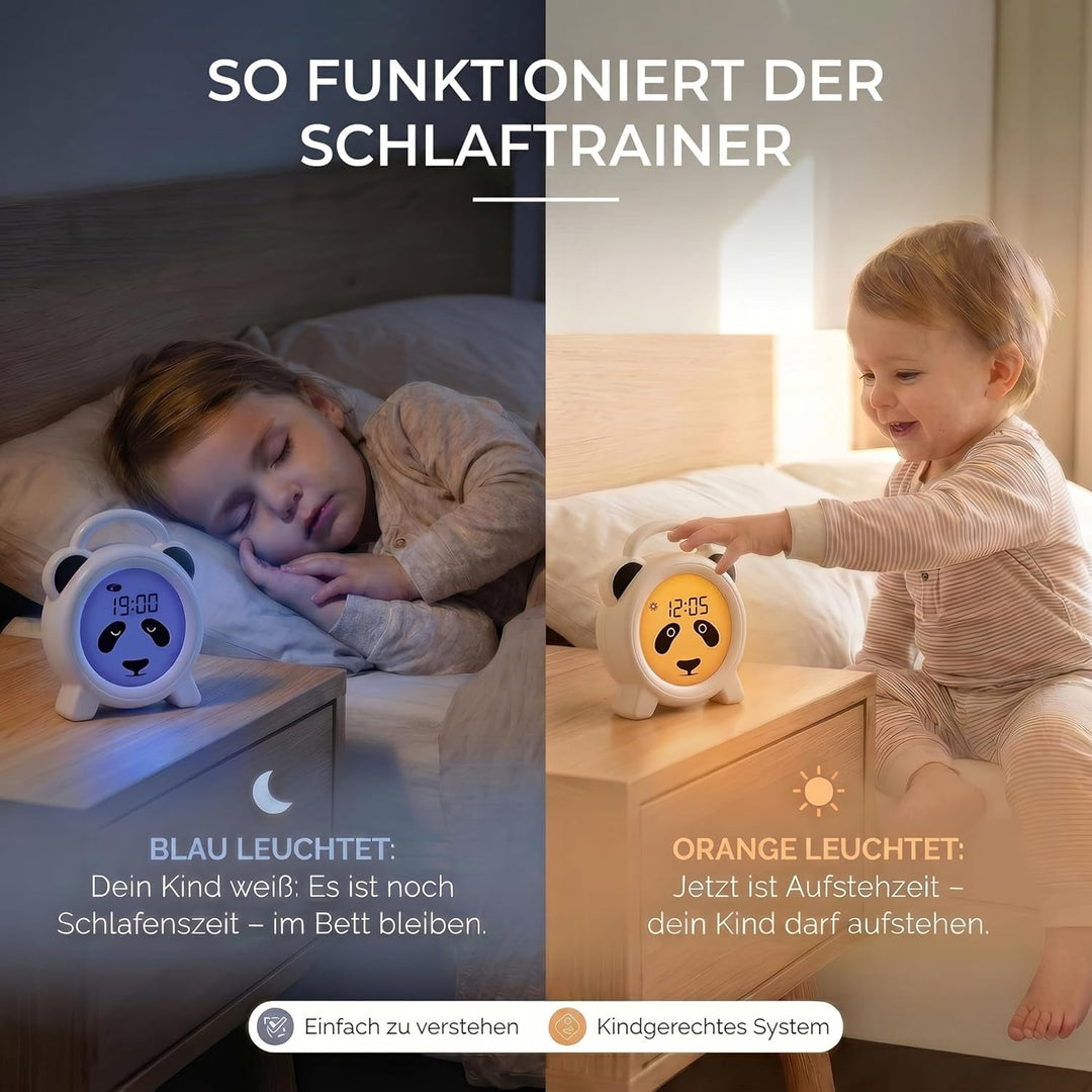 Alecto BC100PANDA Wecker Kinder - Kinderwecker USB Aufladbar - Kinder Wecker mit Nachtlicht - Schlaf
