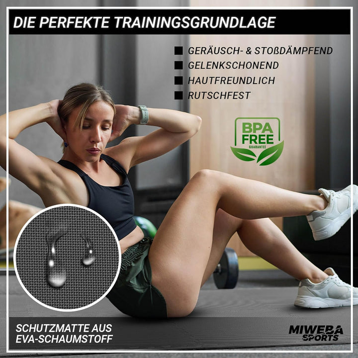 Miweba Sports Bodenschutzmatte BS100 | 18-teilig 3,175 m² - Yogamatte Gymnastikmatte Puzzlematte Fit