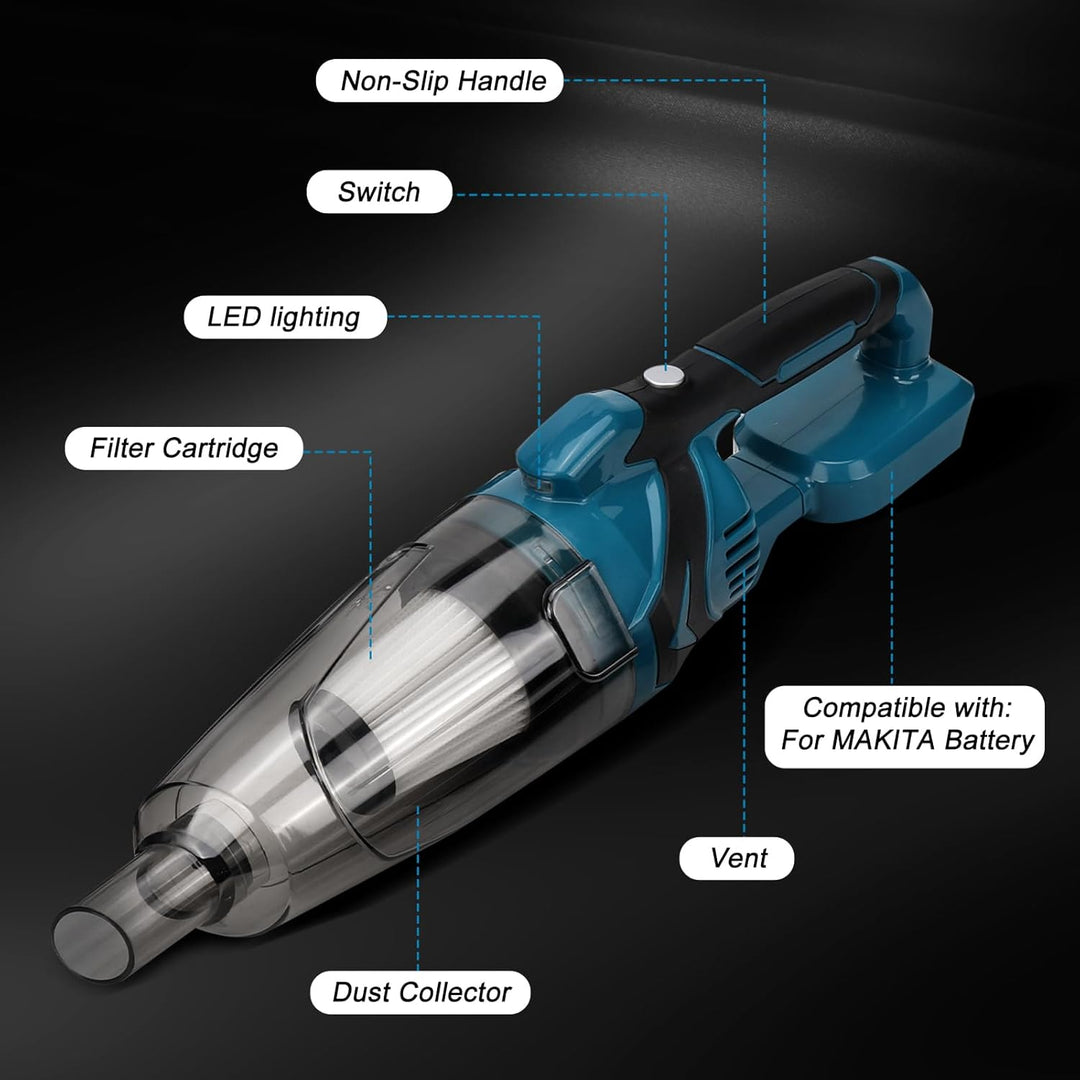 Akku Handstaubsauger kompatibel mit Makita 18V Akku, 10000Pa Tragbar Staubsauger mit 4 Düsen und 0,7