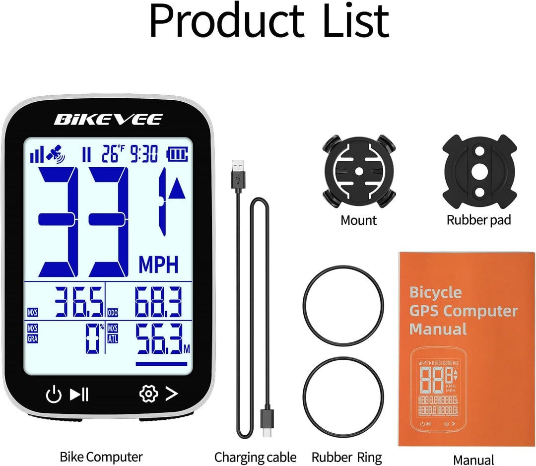 GPS Fahrradcomputer Kabellos Wasserdicht 2.4 Zoll FSTN Display IPX7 28h Akkulaufzeit Leichtes Fahrra