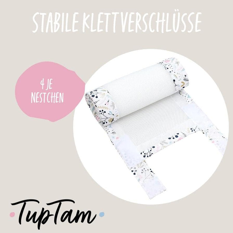 TupTam Gitterstäbe Schutz Netz Babybett Nestchen 3D Mesh 2 Pack, Farbe: Vogelbeere, Grösse: ca. 128