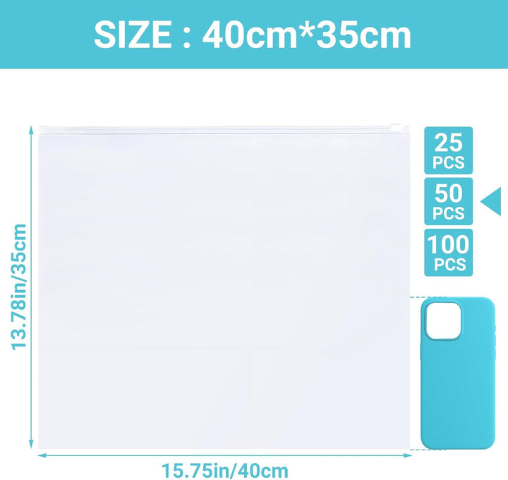 Reisebeutel, 50 Stück Zip Beutel Kleidung, 40 * 35cm Plastikbeutel Verschliessbar für Kleidung, Zip-