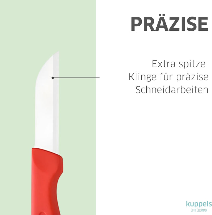 Kuppels SOLINGEN Küchenmesser Set 9 teilig rot, Kurze scharfe Küchenmesser aus 420HC Stahl, Gemüseme