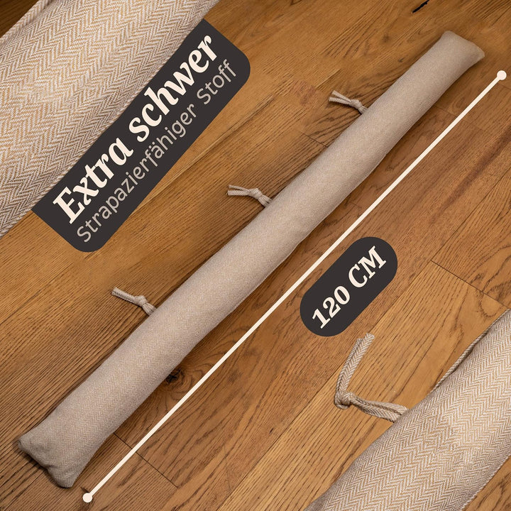 Zugluftstopper für Fenster bis 120cm - Waschbar - Energiesparend - Extra Lang &amp; Schwer - Auch für br