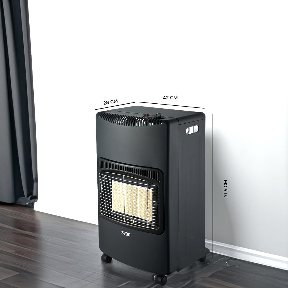 Svan Estufa Cerámica Negro SCEBC4200P. 4200W, 3 Niveles de potencia, Calefacción por Plato cerámico,
