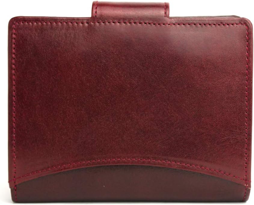Giudi Geldbörse Damen Leder Mittel-Gross Echtleder Portemonnaie (Cognac) (Bordeaux), Bordeaux