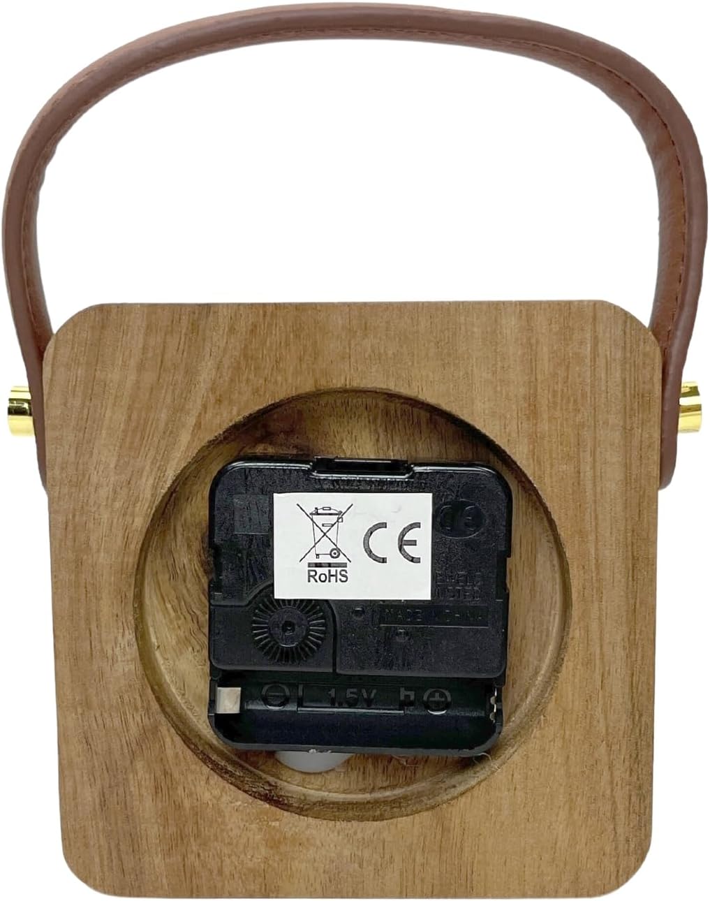 Holz Uhr mit Kunstleder-Gurt und 11cm Höhe
