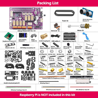 Adeept RaspTank WiFi Wireless Smart Robot Car Kit für Raspberry Pi 4/3 Modell B+/B, Panzerroboter mi
