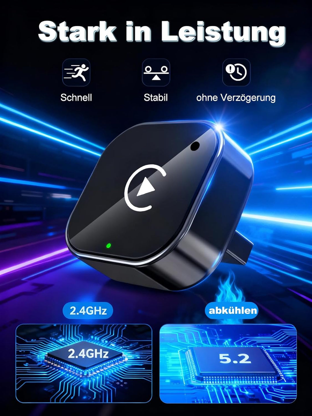Carplay Wireless Adapter,2025 Upgrade kompakter Carplay Android Auto Dongle für iOS 10+ & Android 11