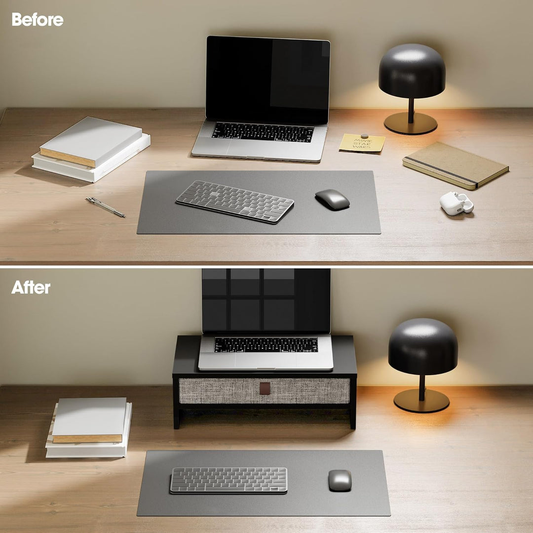 Fenge Monitorständer mit Schublade, 42,5 cm Monitorerhöhung, Desktop-Organizer für PC/Laptop/Drucker