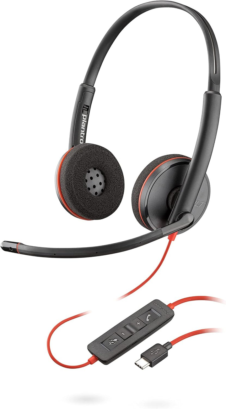Plantronics – Blackwire 3220, kabelgebundenes Headset – Zwei-Ohr-Headset (Stereo) mit Mikrofonarm –