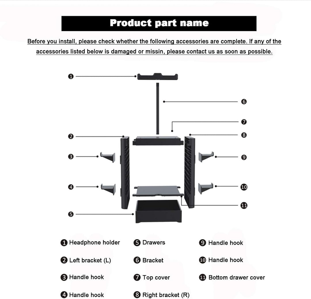 HUAYUWA Spielspeicher-Turm (Hellgrau), passend für Playstation 5, Controller, multifunktionales Head