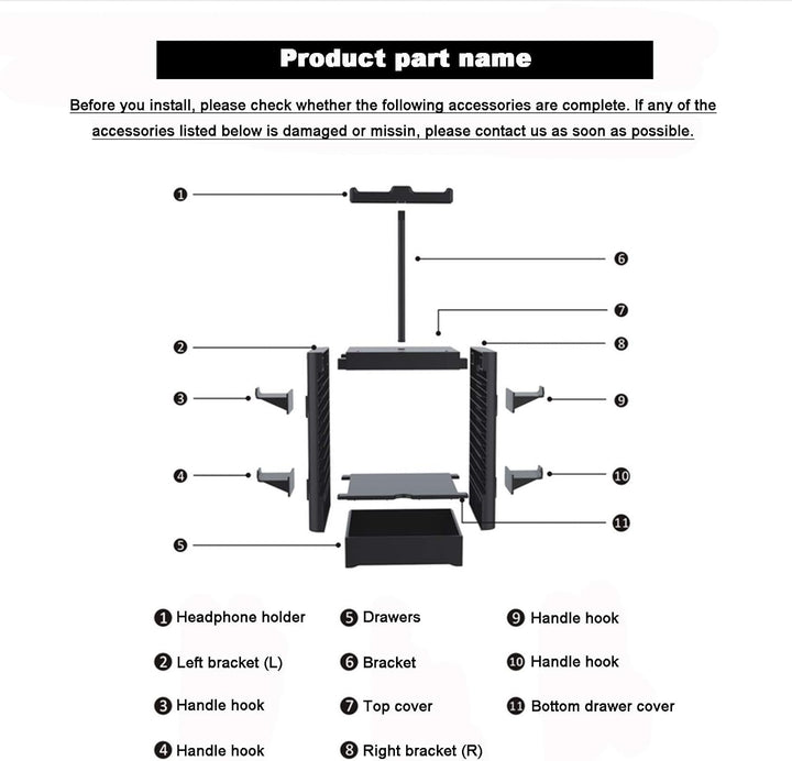 HUAYUWA Spielspeicher-Turm (Hellgrau), passend für Playstation 5, Controller, multifunktionales Head