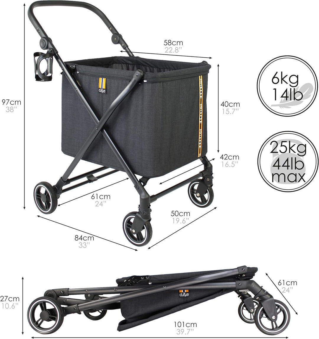 Max Shopping Caddy - Dein persönlicher Einkaufswagen, Faltbarer Shopping-Wagen, 4 Räder inkl. Federu