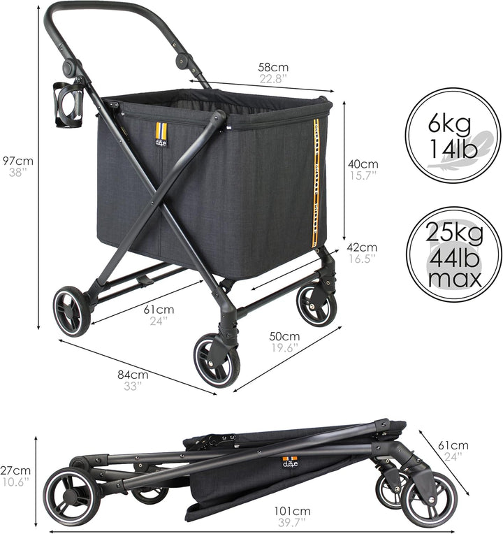 Max Shopping Caddy - Dein persönlicher Einkaufswagen, Faltbarer Shopping-Wagen, 4 Räder inkl. Federu