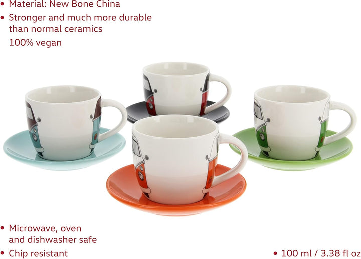 BRISA VW Collection - Volkswagen Keramik Espresso-Tassen-Kaffee-Tee-Cappuccino-Set im T1 Bulli Bus D