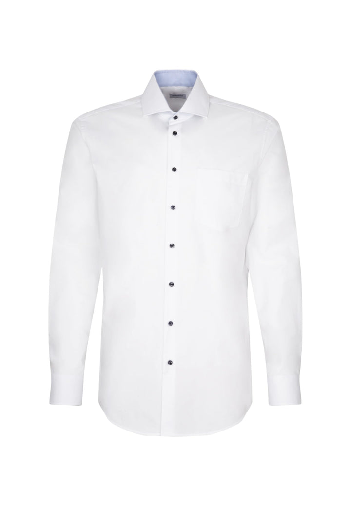 Seidensticker Herren Regular Fit Langarm Popeline Hemd, weiss, 40