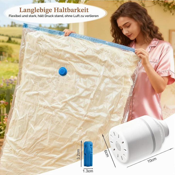 Vakuumbeutel für Kleidung mit Elektrischer Luftpumpe, 7 Stück(1x100x80cm+2x80x60cm+2x70x50cm+2x60x40