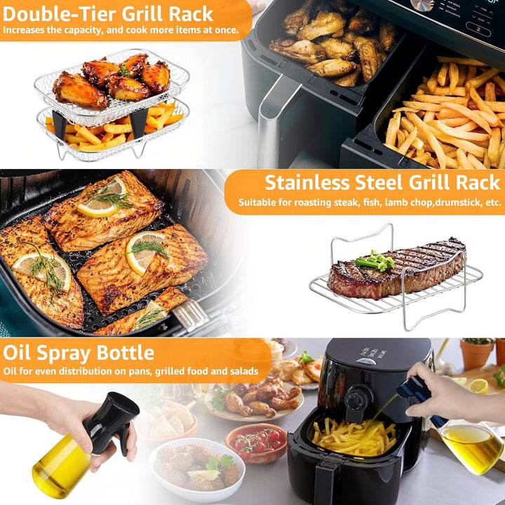 Heissluftfritteuse Zubehör für Philips Airfryer Dual Basket 3000-serie 6L+3L, 24 Stück Airfryer Zube