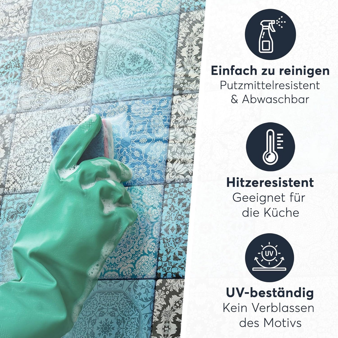 40 Stück Fliesenfolie für Bad und Küche 10x10 cm - Klebefliesen, Mosaikfliesen - Stickerfliesen, Fli