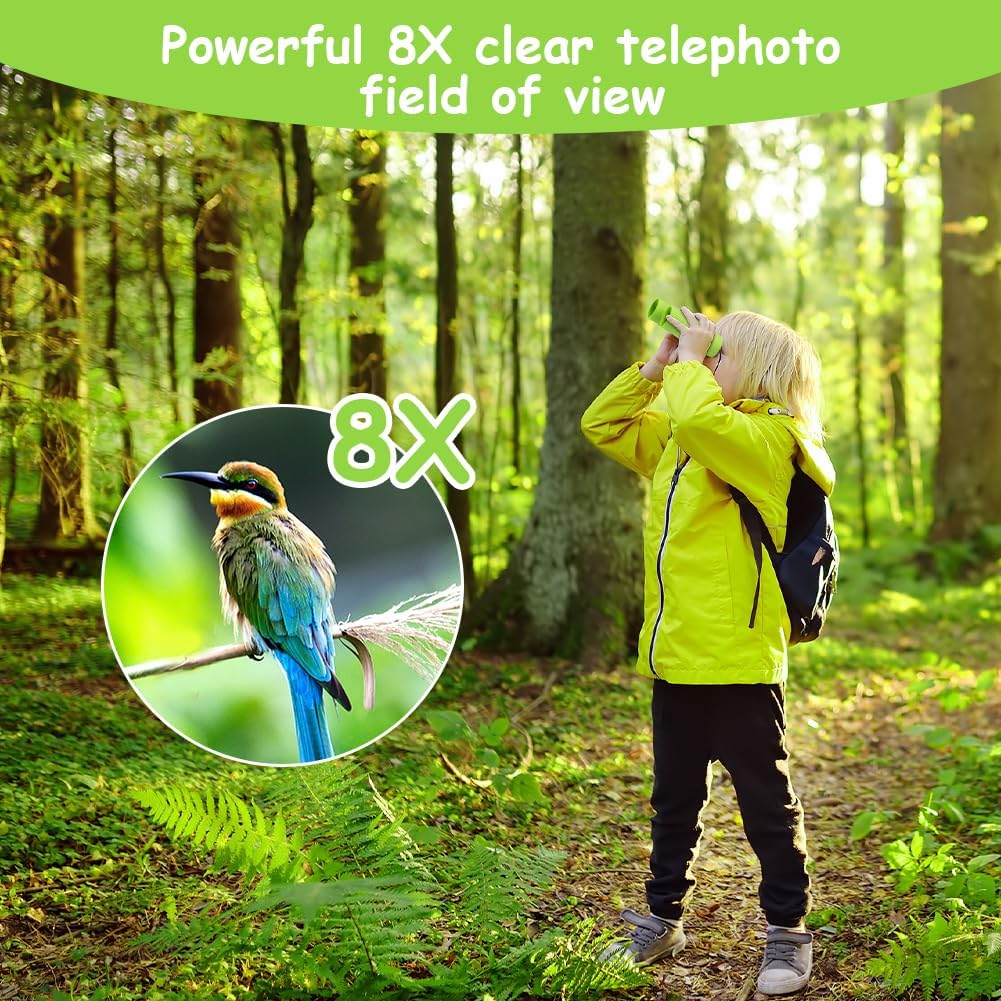 OSDUE Fernglas für Kinder, Fernglas Spielzeug, Starke Vergrösserung 8X21, Stossfestes, Inklusive Lup