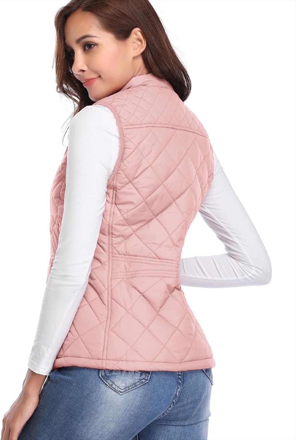 fuinloth Damen Weste mit Stehkragen Westen Steppweste Leicht Ärmellos Jacke mit Reissverschluss Tasc