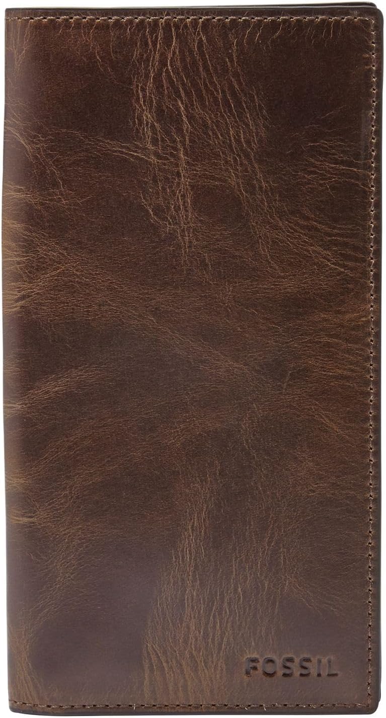 Fossil Geldbörse für Herren Derrick, 100% Leder Bifold Dunkelbraun L: 8,9 cm, B: 1,3 cm, H: 17,1 cm