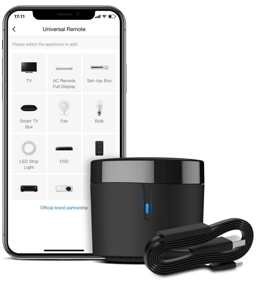 BroadLink RM4 Mini S Universal-IR-Fernbedienungs-Hub mit USB-Kabel für Temperatur-Feuchtigkeitsüberw