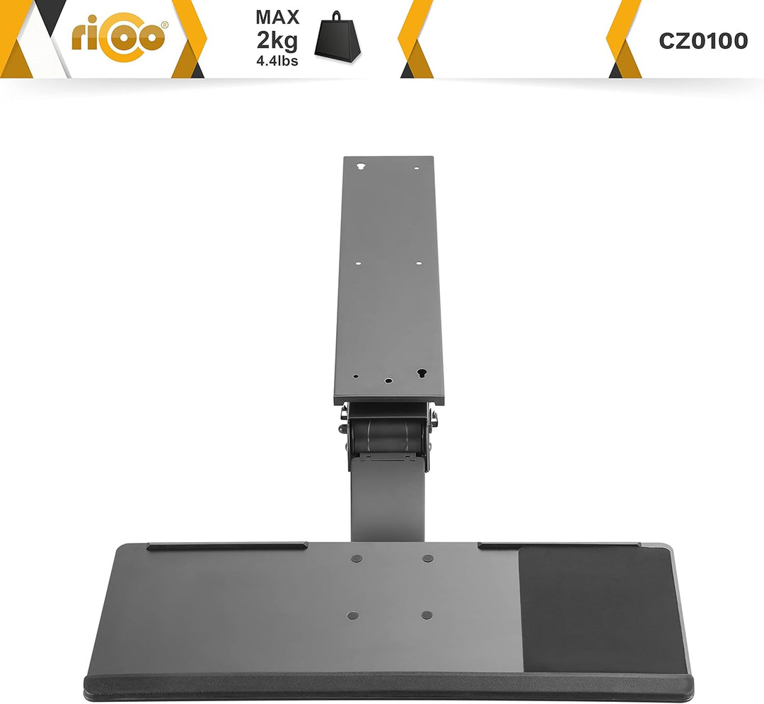 RICOO Tastaturschublade Ergonomisch Universal, Unter Schreibtisch Ausziehbar Schwenkbar Neigbar Tast