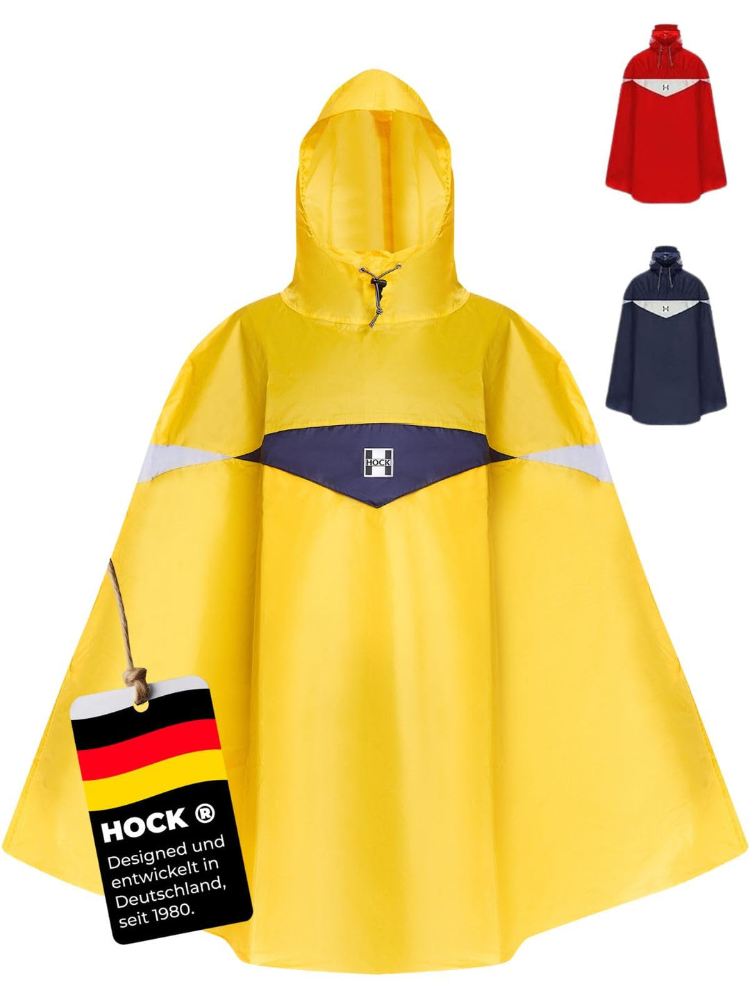 HOCK Premium Fahrrad Regenponcho 'Super Praktiko' mit Lüftung und seitlicher Armöffnung - 100,0% Was