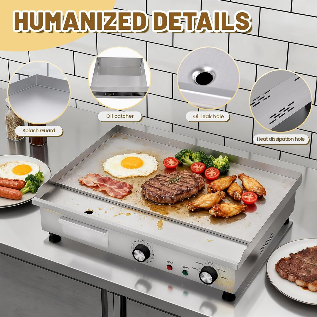 MOOTACO Elektrische Grillplatte mit Zeitschaltuhr, Profi Gastro Elektrogrill mit 54 cm Grillfläche,