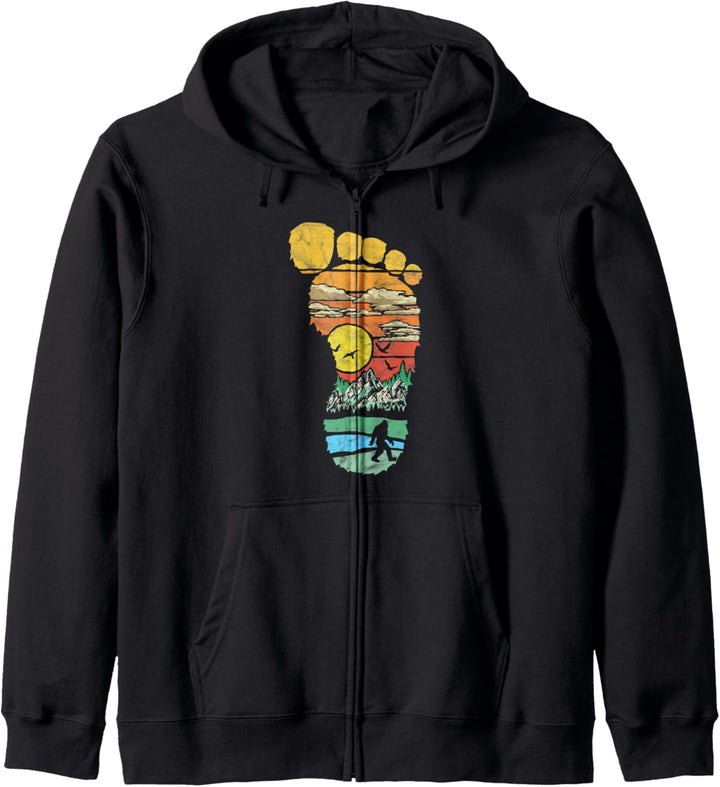 Bigfoot Footprint & Outdoor Mountain Illustration Kapuzenjacke
