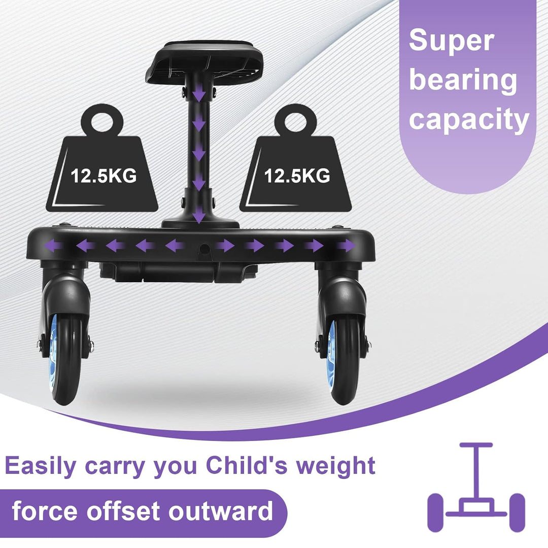 Buggy Board für alle Kinderwagen, Vihir Kiddy Board mit Sitz, Trittbrett Mitfahrbrett Universal pass