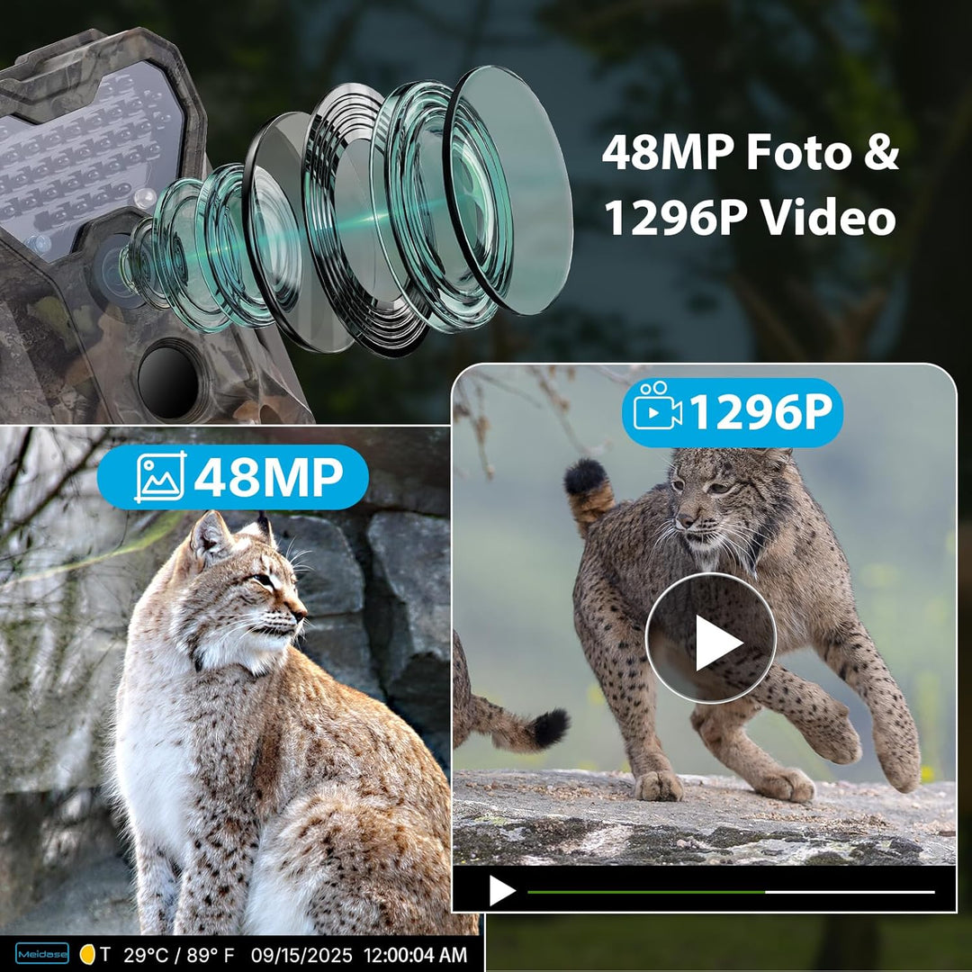 S970 4G LTE Wildkamera, 48MP 1296P, Mit Live Streaming Funktion, Nachtvision, 0.1s Bewegungsaktivier