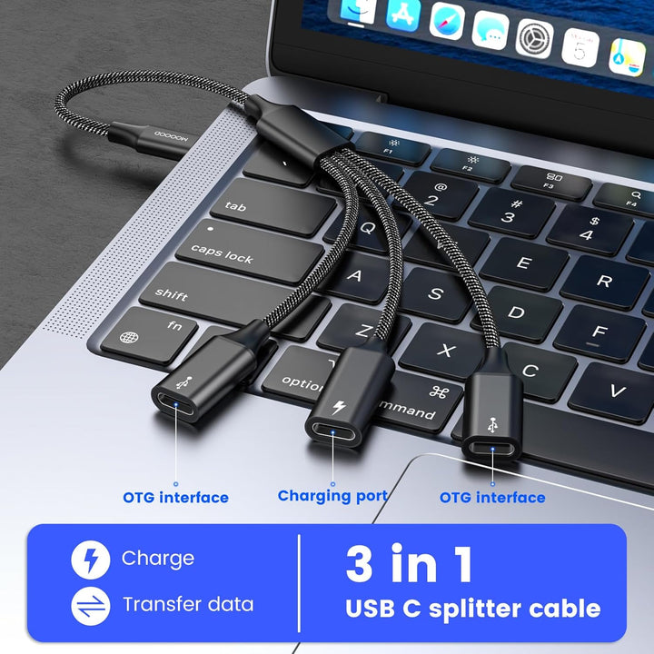 MOGOOD usb C Adapter Y Kabel 3 USB-C Ports Ladegerät Hub für Laptop (Nicht für Monitor) 1 Packung Sc