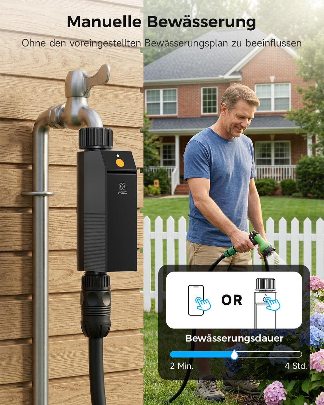 WOOX Smart WLAN Bewässerungscomputer, Kein Hub Erforderlich 2,4GHz Bewässerungsuhr, App/Sprachsteuer