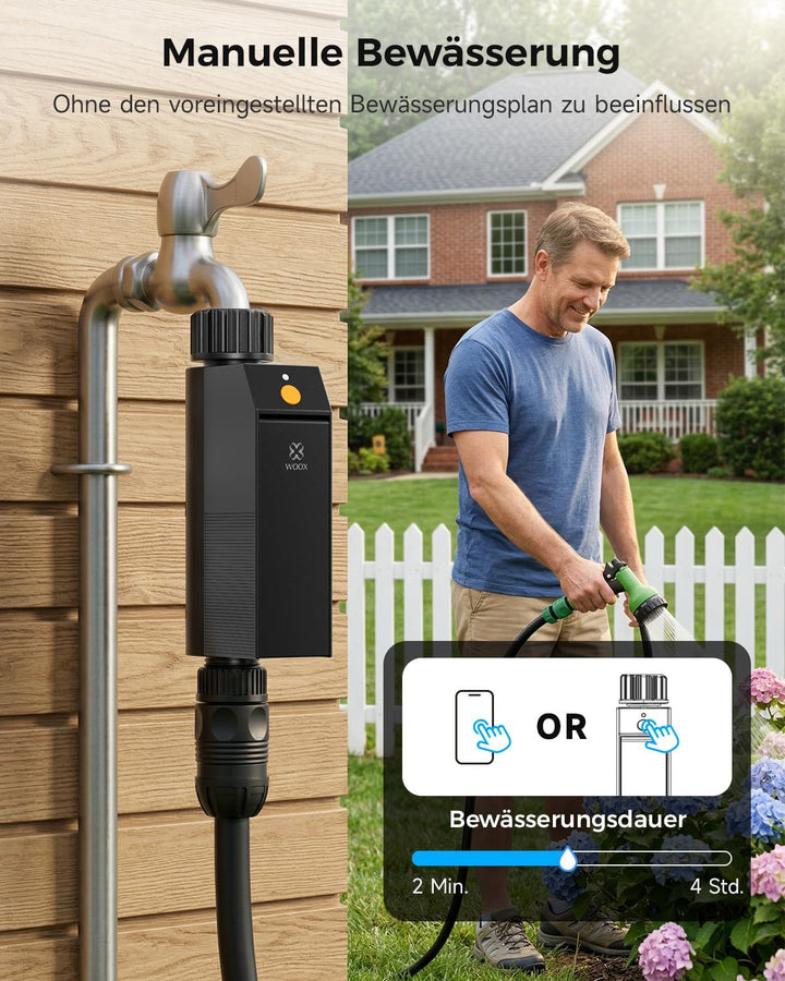 WOOX Smart WLAN Bewässerungscomputer, Kein Hub Erforderlich 2,4GHz Bewässerungsuhr, App/Sprachsteuer