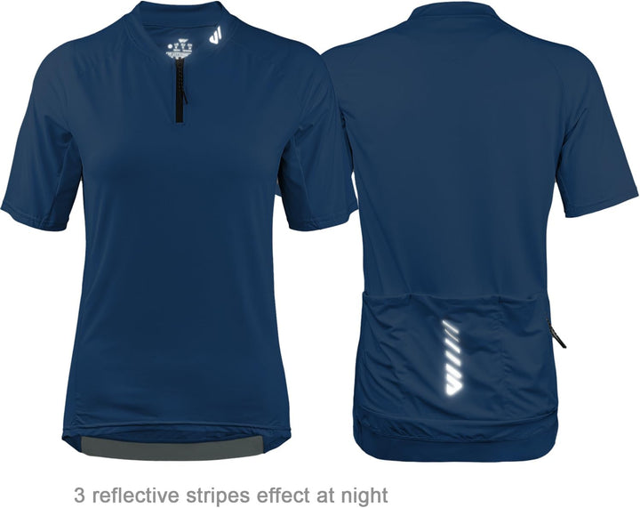 Wulibike Radtrikot Damen Halbe ReissVerschluss Fahrradshirt Mountainbike Fahrradtrikot Atmungsaktiv