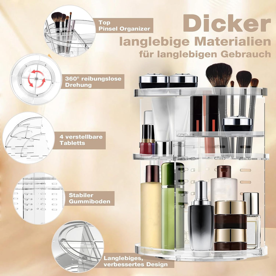 Make Up Organizer Drehbar, Acryl Kosmetik Organizer, 360° Makeup Organizers für Parfüm Kosmetik, Ver
