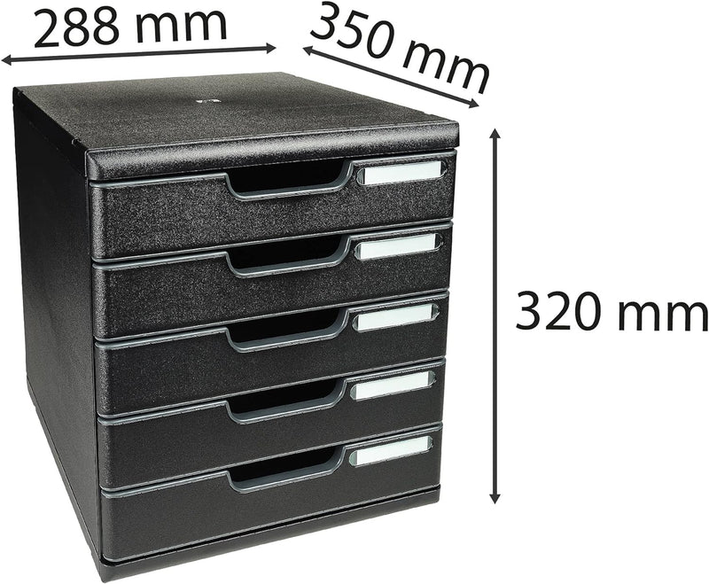 Exacompta 301414D Ablagesystem Modulo A4, 5 laden, schwarz Schwarz 5 Laden, Schwarz 5 Laden