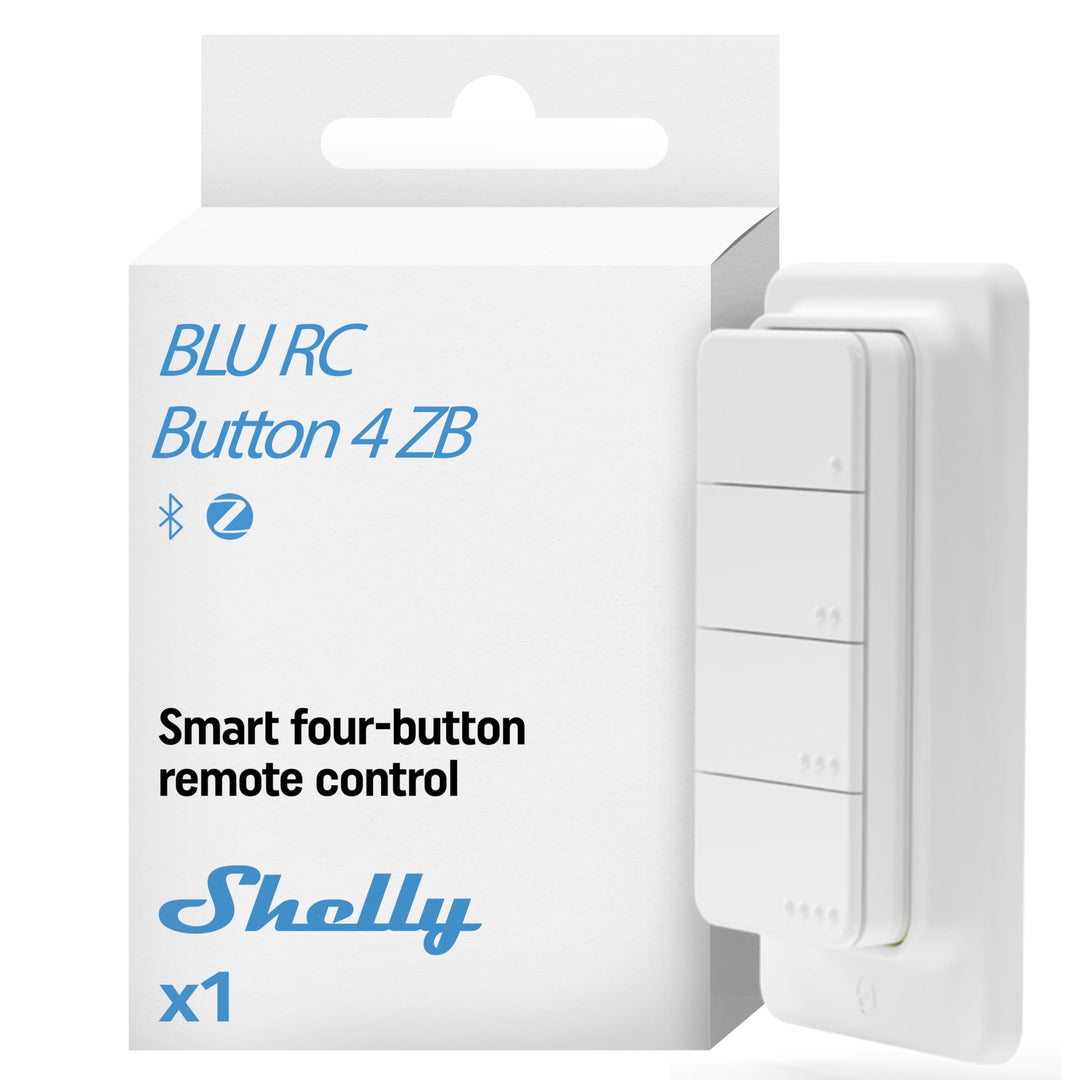 Shelly BLU RC Button 4 ZB - Bluetooth & Zigbee Smart Fernbedienung mit vier Tasten, Mehrfachklicks,
