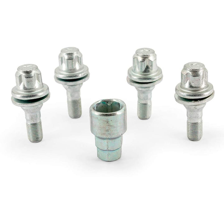 H&R Felgenschloss-Set M12x1.25x36mm Flachbund - 4 Felgenschloss-Schrauben inkl. Adapter